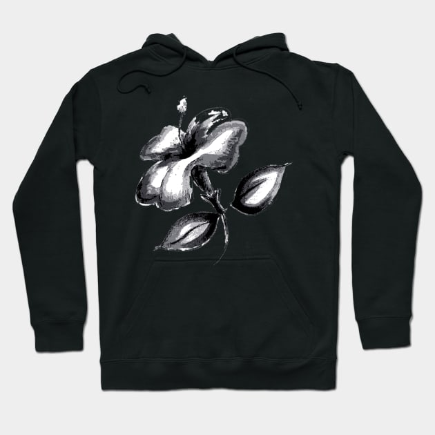 Monochromatic cayenne, black and white flower Hoodie by Marisa-ArtShop